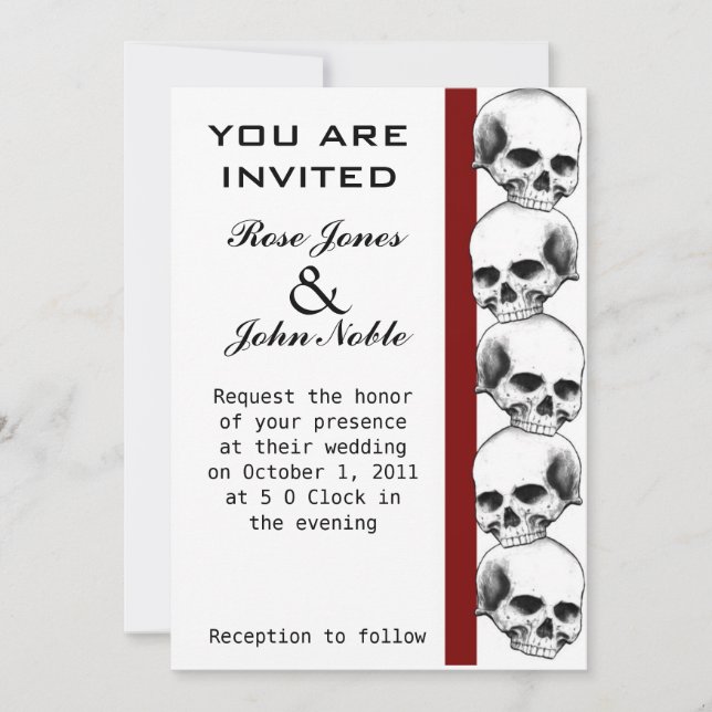Skulls (Red) Wedding Invitation (Front)