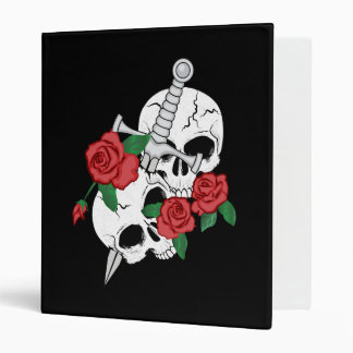 Skulls, Roses and Dagger 3 Ring Binder