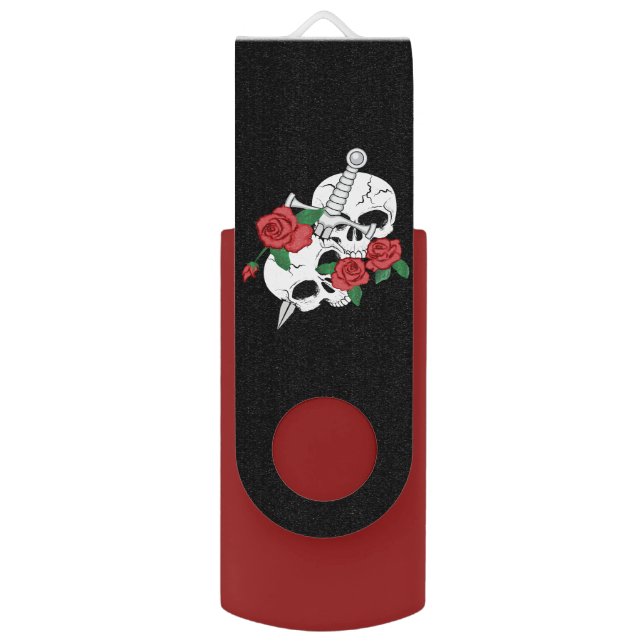 Skulls, Roses and Dagger Flash Drive (Front Vertical)