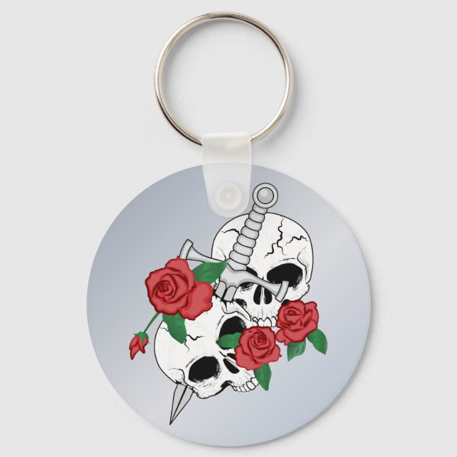 Skulls, Roses and Dagger Keychain (Front)