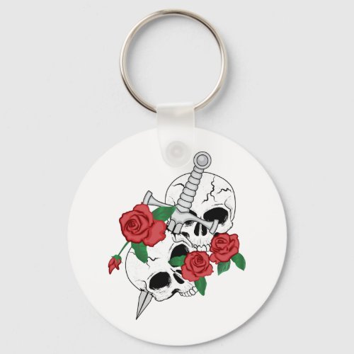 Skulls Roses and Dagger Keychain