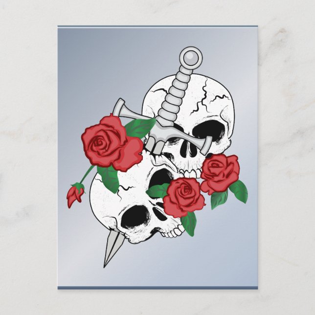 Skulls, Roses and Dagger Postcard (Front)