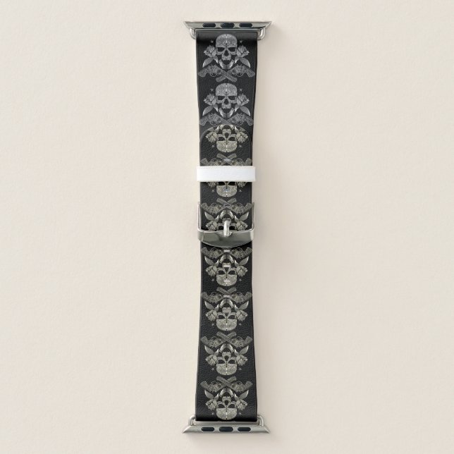 Skulls, Roses and Guns on Black Apple Watch Band (Band)