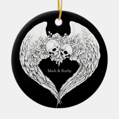 Skulls Roses and Wings Ornament