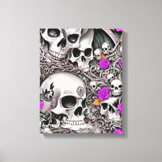 Skulls & Roses Canvas Print