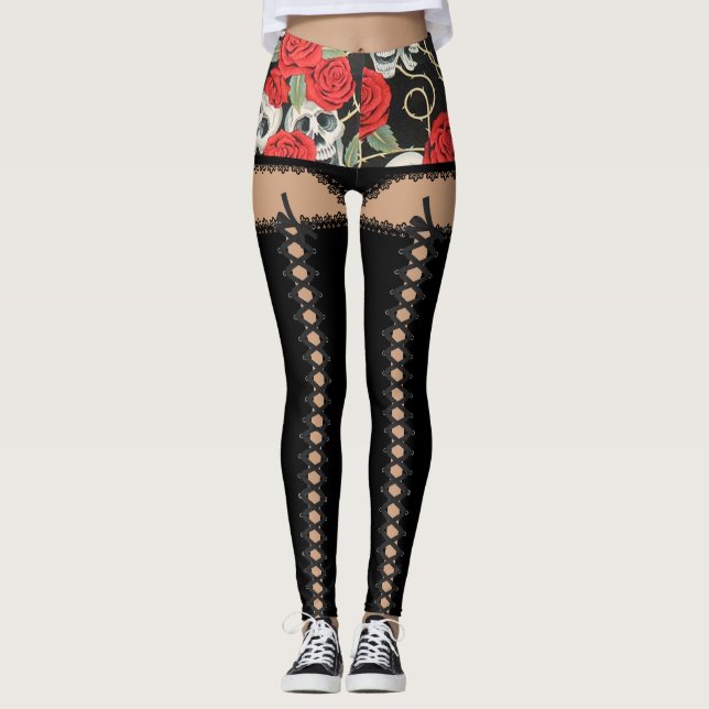 Skulls & Roses Costume Leggings (Front)