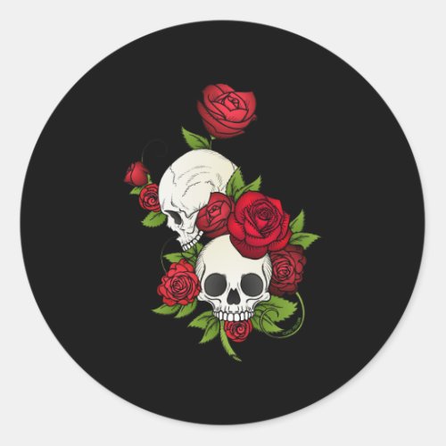 Skulls Roses Da de Muertos Classic Round Sticker