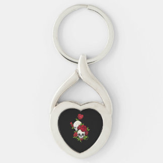 Skulls Roses Día de Muertos Keychain