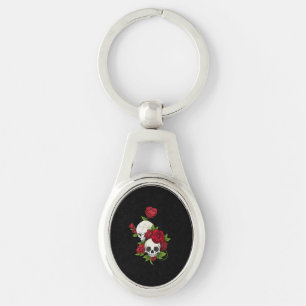 Skulls Roses Día de Muertos Keychain