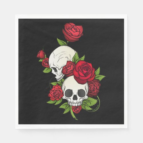 Skulls Roses Da de Muertos Napkins