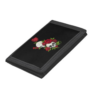 Skulls Roses Día de Muertos Tri-fold Wallet