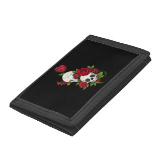 Skulls Roses Día de Muertos Trifold Wallet