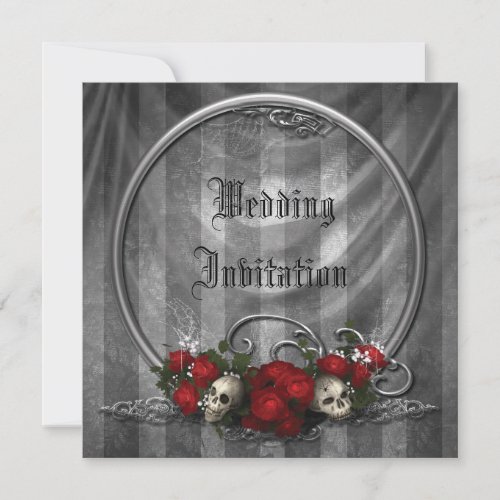 Skulls  Roses Elegant Gothic Wedding Invites