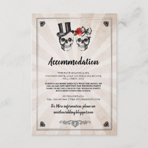 Skulls Roses Mr  Mrs Accommodation Wedding Cards