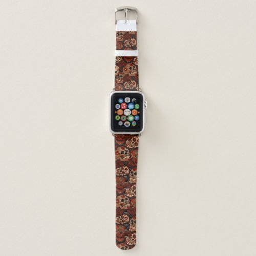 Skulls  Roses Pattern Apple Watch Band