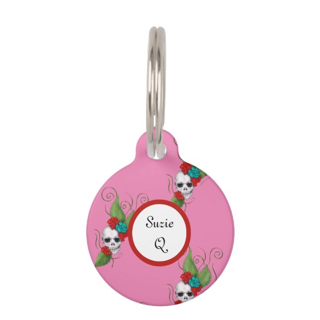 Skulls & Roses Pet ID Tag (Front)