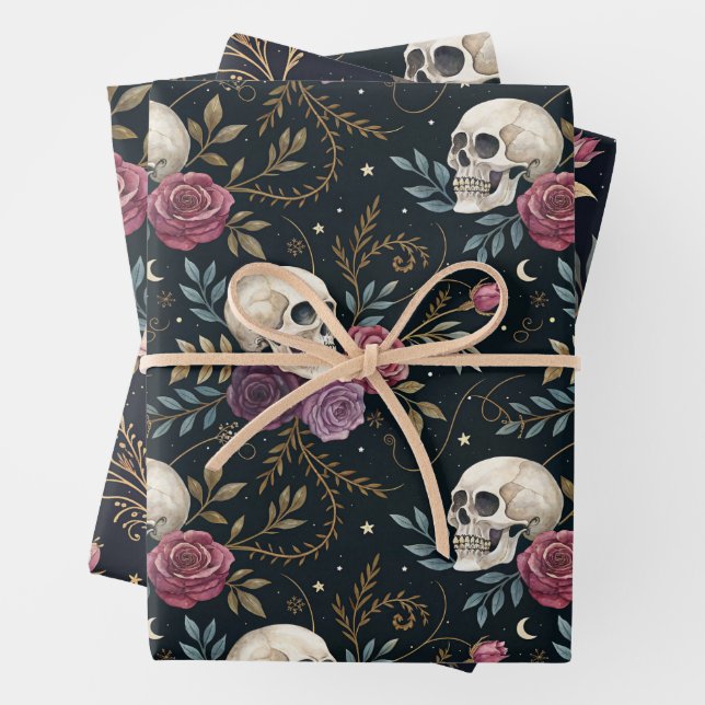 Skulls & Roses Wrapping Paper (In situ)