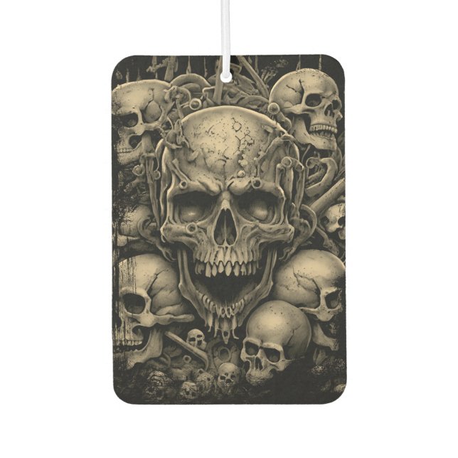 Skulls Sepia Tone Bones Gothic Scary Lifestyle Air Freshener (Front)