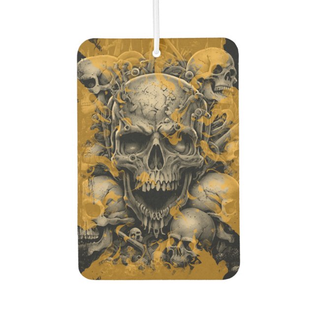 Skulls Sepia Tone Flames Gothic Scary Lifestyle Air Freshener (Front)