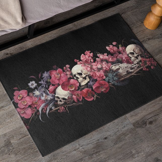 Skulls Skeleton Floral Flower Rug (Creator Uploaded)