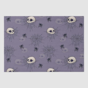Skulls Spiders Spiderwebs Blue Halloween Tissue Paper