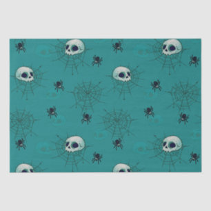 Skulls Spiders Spiderwebs Green Halloween Tissue Paper