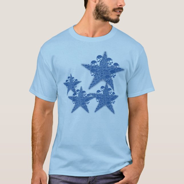 Skulls Stars Blue T-Shirt (Front)