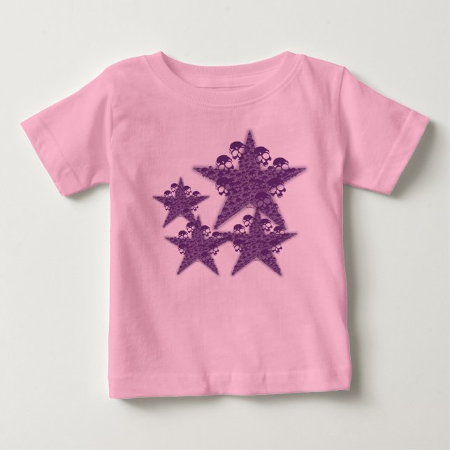 Skulls Stars Purple K Baby T-Shirt (Front)