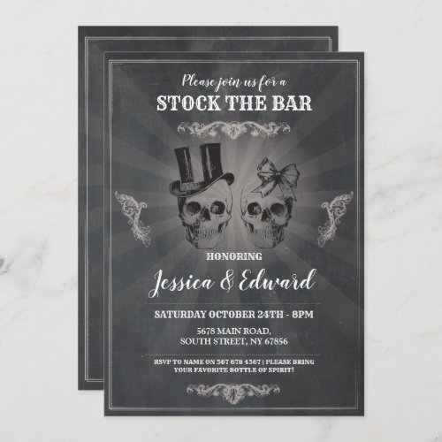 Skulls Stock The Bar Halloween Chalk Invitation