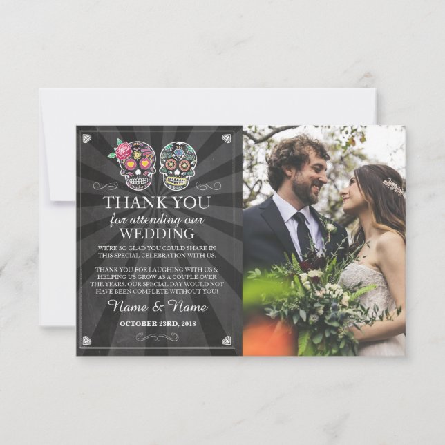 Skulls Thank You Photo Card Gothic Halloween (Front)