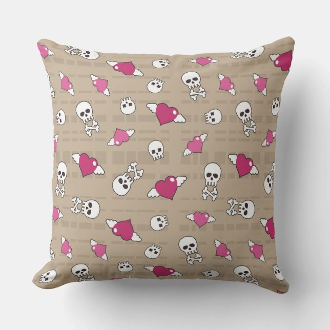Skulls Throw Pillow (Front)