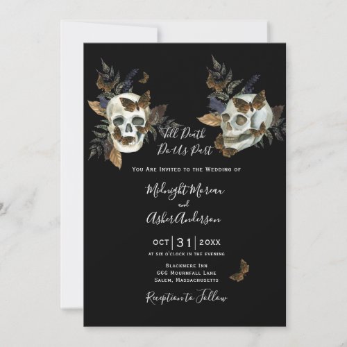 Skulls Till Death Do Us PartGothic Wedding Invitation