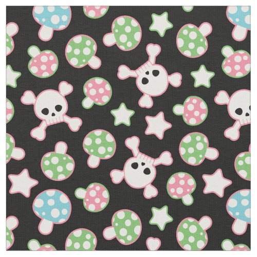 Skulls  Toadstools  Cool Kids Pattern Fabric