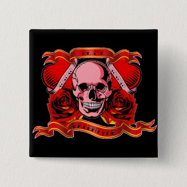 Skulls Valentine Button (Front)