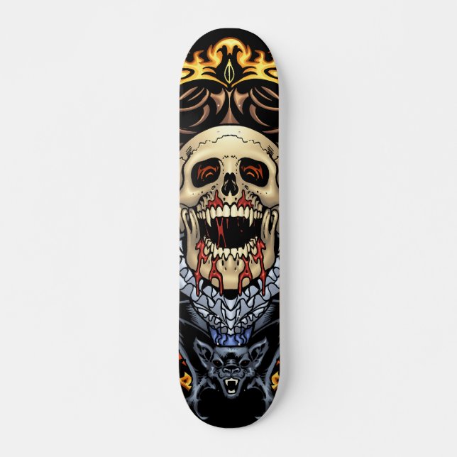 Skulls, Vampires and Bats customizable by Al Rio Skateboard Deck (Front)