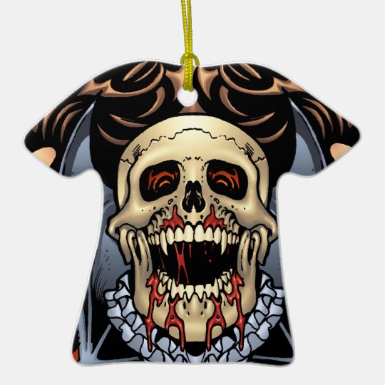Skulls, Vampires and Bats Gothic Design by Al Rio Ceramic Ornament