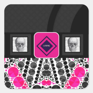 Skulls Vape Zebra Bling Square Sticker