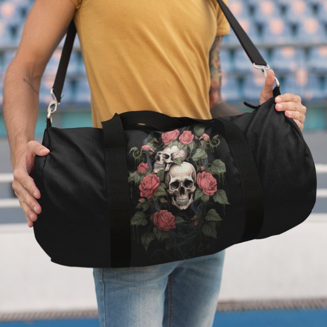 Skulls Vintage in Flowers Duffle Bag (Creator Uploaded)