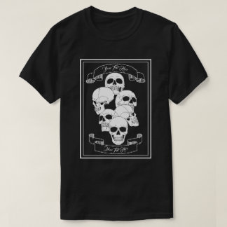 Skulls with Banners and Customizable Text Black T-Shirt