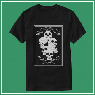 Skulls with Banners and Text Men's Black T-Shirt