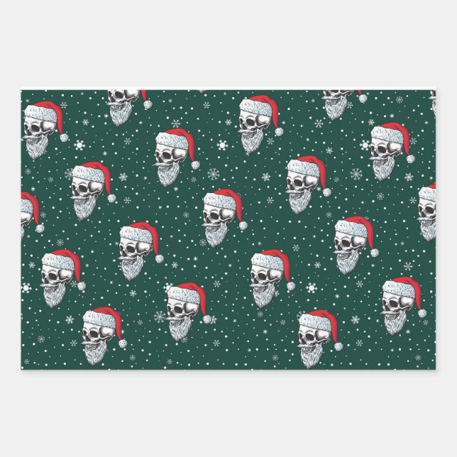 Skulls with Beards Christmas Wrapping Paper (Front)