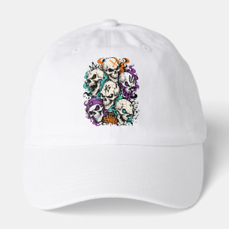 Skulls With Flames Colorful Graffiti Art Style Hat