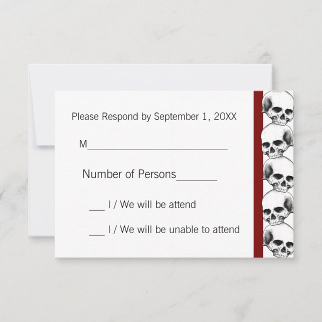 Skulls with Stripe(Red) RSVP Card (Front)