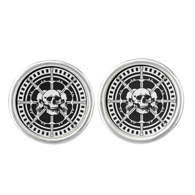Skulls with Swords Cufflinks (Front)