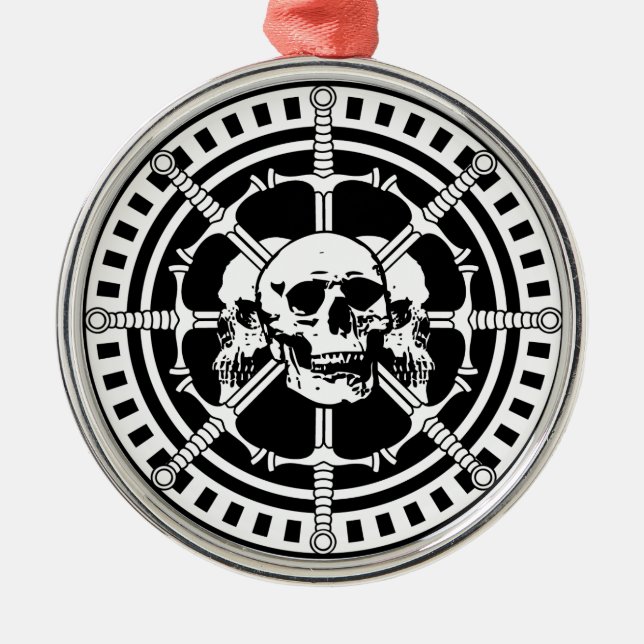 Skulls with Swords Metal Ornament (Front)