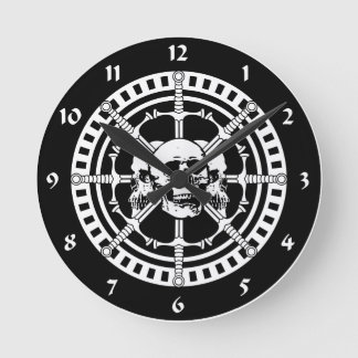 Skulls with Swords Round Clock