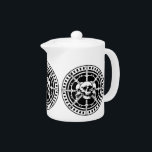 Skulls with Swords Teapot<br><div class="desc">Three evil skulls surrounded by swords.</div>