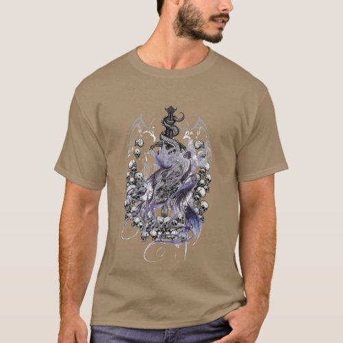skulls with wolf T_Shirt