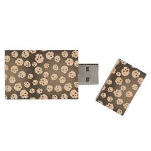 Skulls Wood USB Flash Drive
