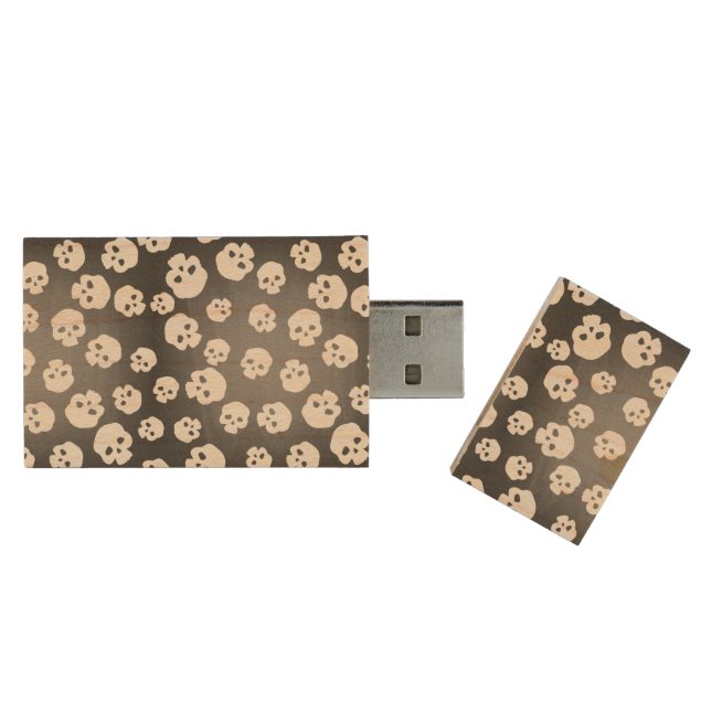 Skulls Wood USB Flash Drive (Opened)